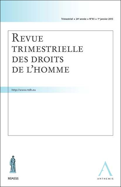 Revue trimestrielle des droits de l'homme - abonnement Belgique