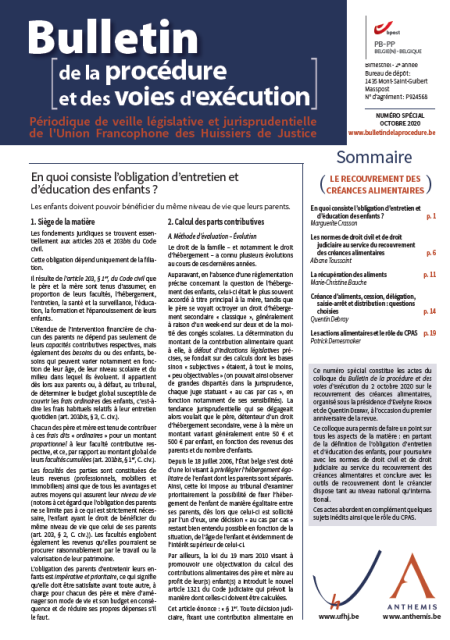 Le recouvrement des créances alimentaires