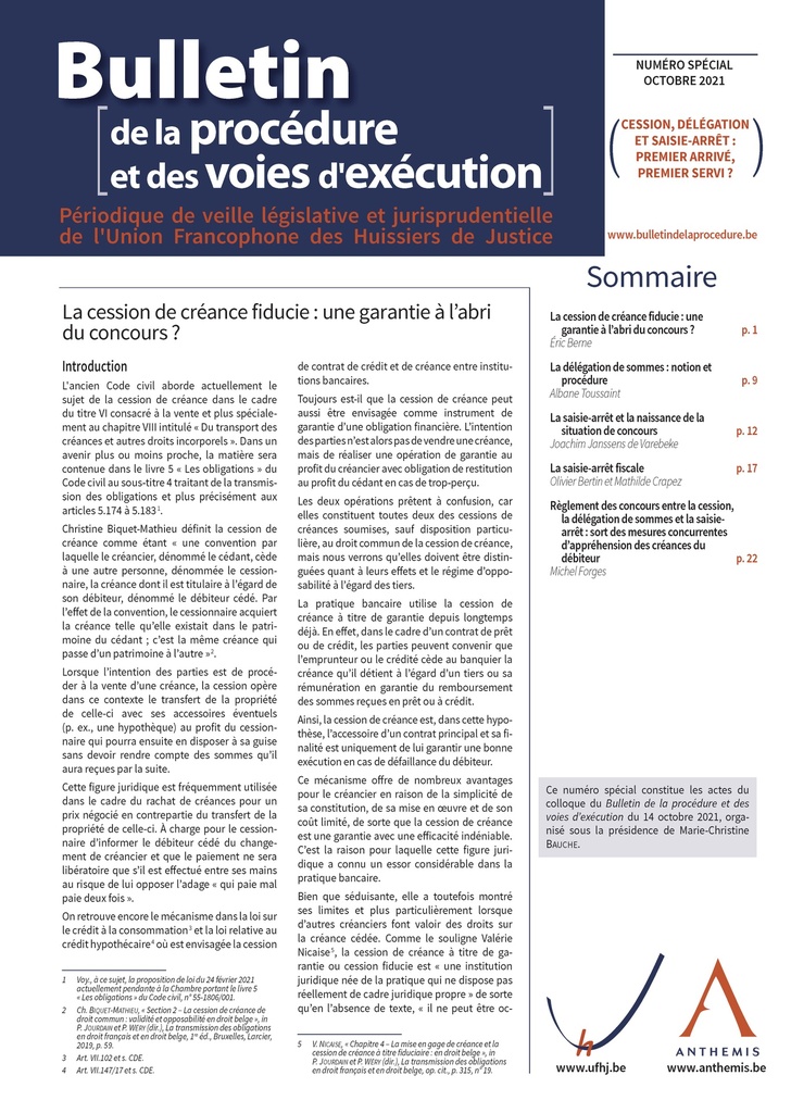 Le recouvrement des créances alimentaires - Numéro spécial du Bulletin de la procédure et des voies d'exécution