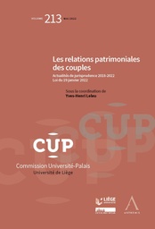[CUP213] Droit patrimonial des couples - Actualités de jurisprudence et de législation
