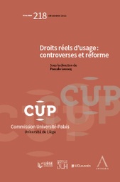 [CUP218] Droits réels d'usage : controverses et réforme