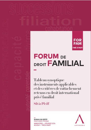 [FORFAM24/1TAP] Tableau synoptique des instruments applicables et des critères de rattachement retenus en droit international privé familial