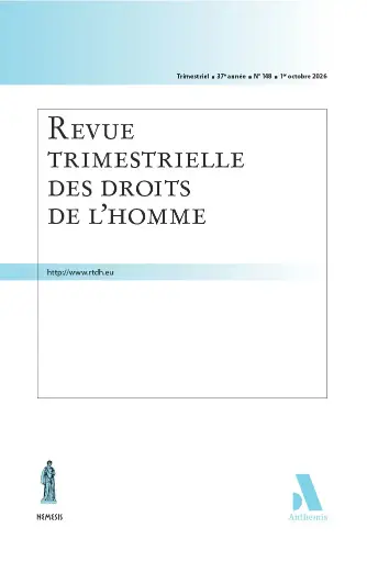 [RTDH148] Revue trimestrielle des droits de l'homme 2026/04 - n° 148